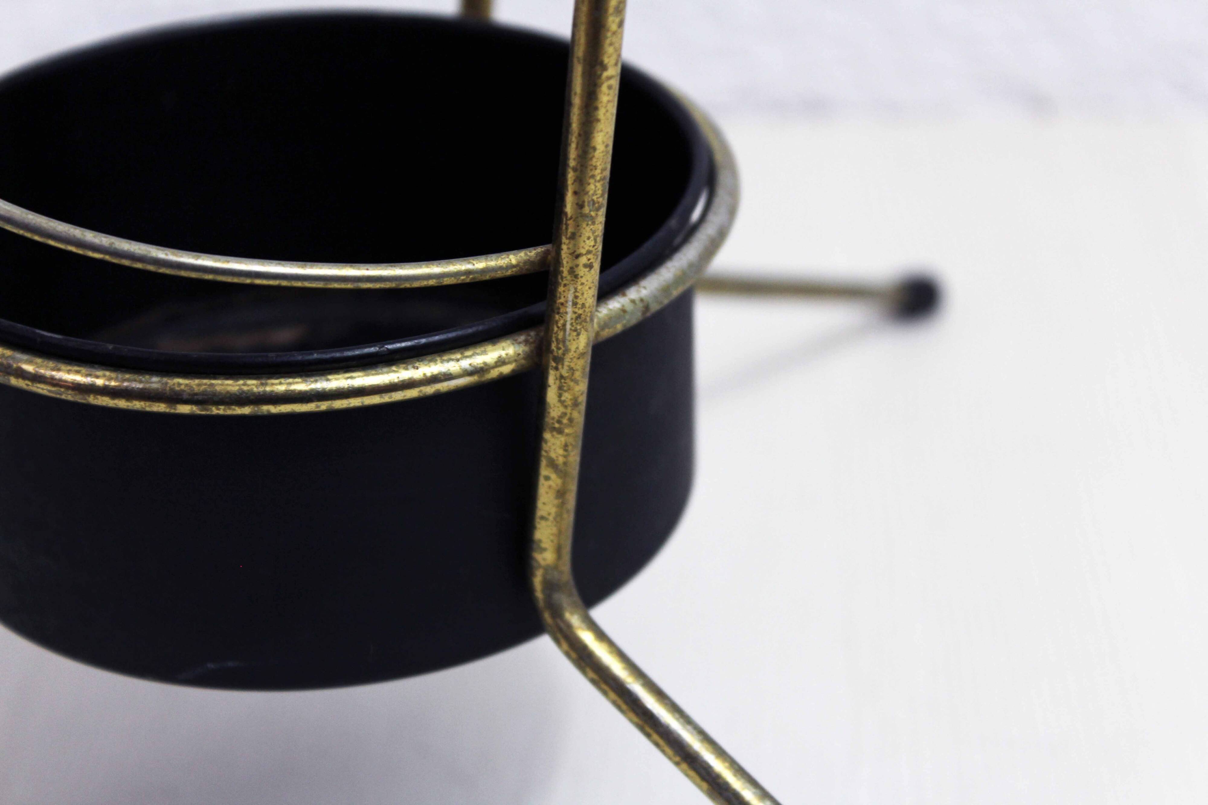 Vintage brass umbrella stand, bamboo handle