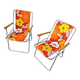 2 folding armchairs camping or beach vintage 70