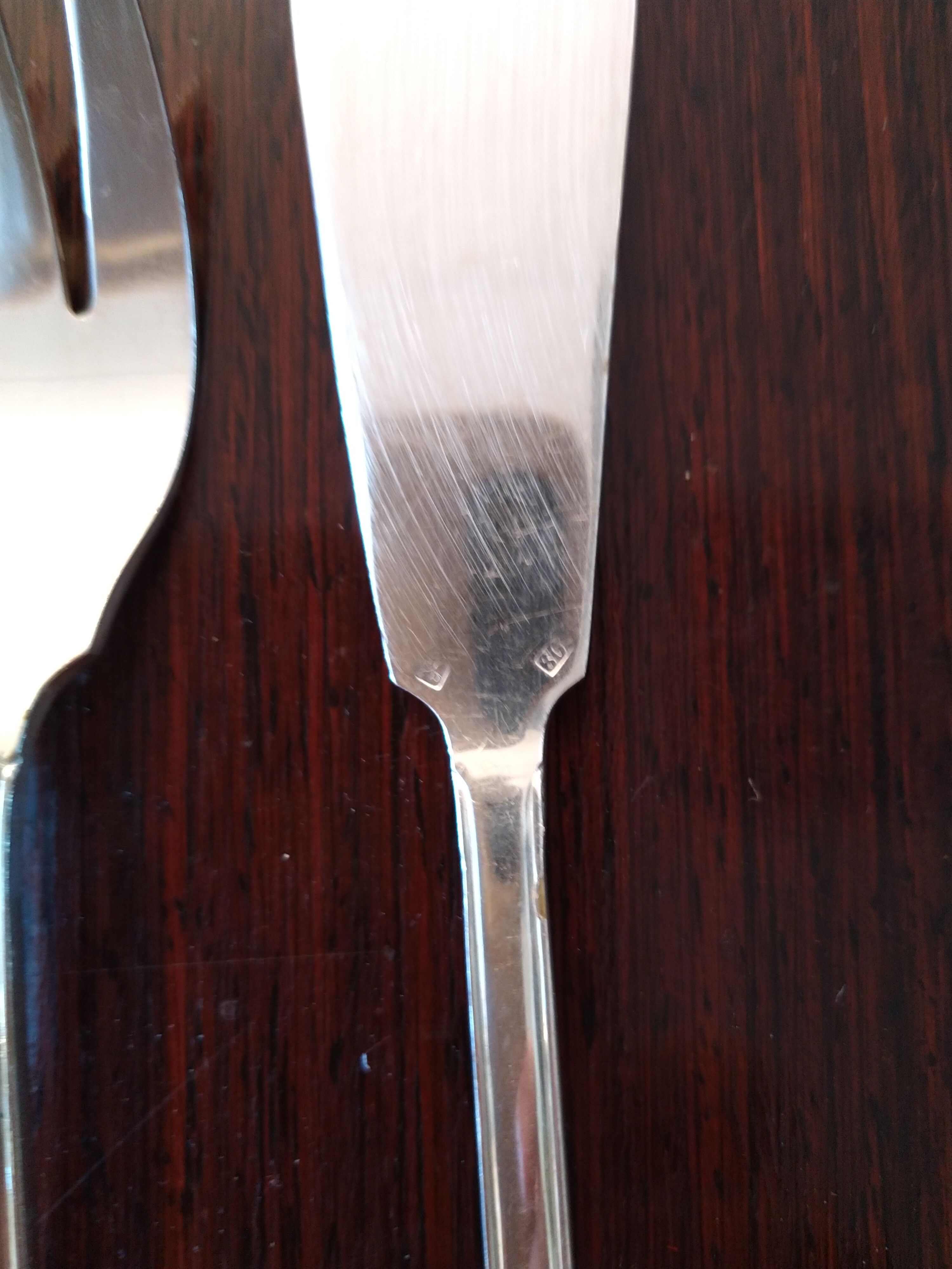 Silver metal fish service