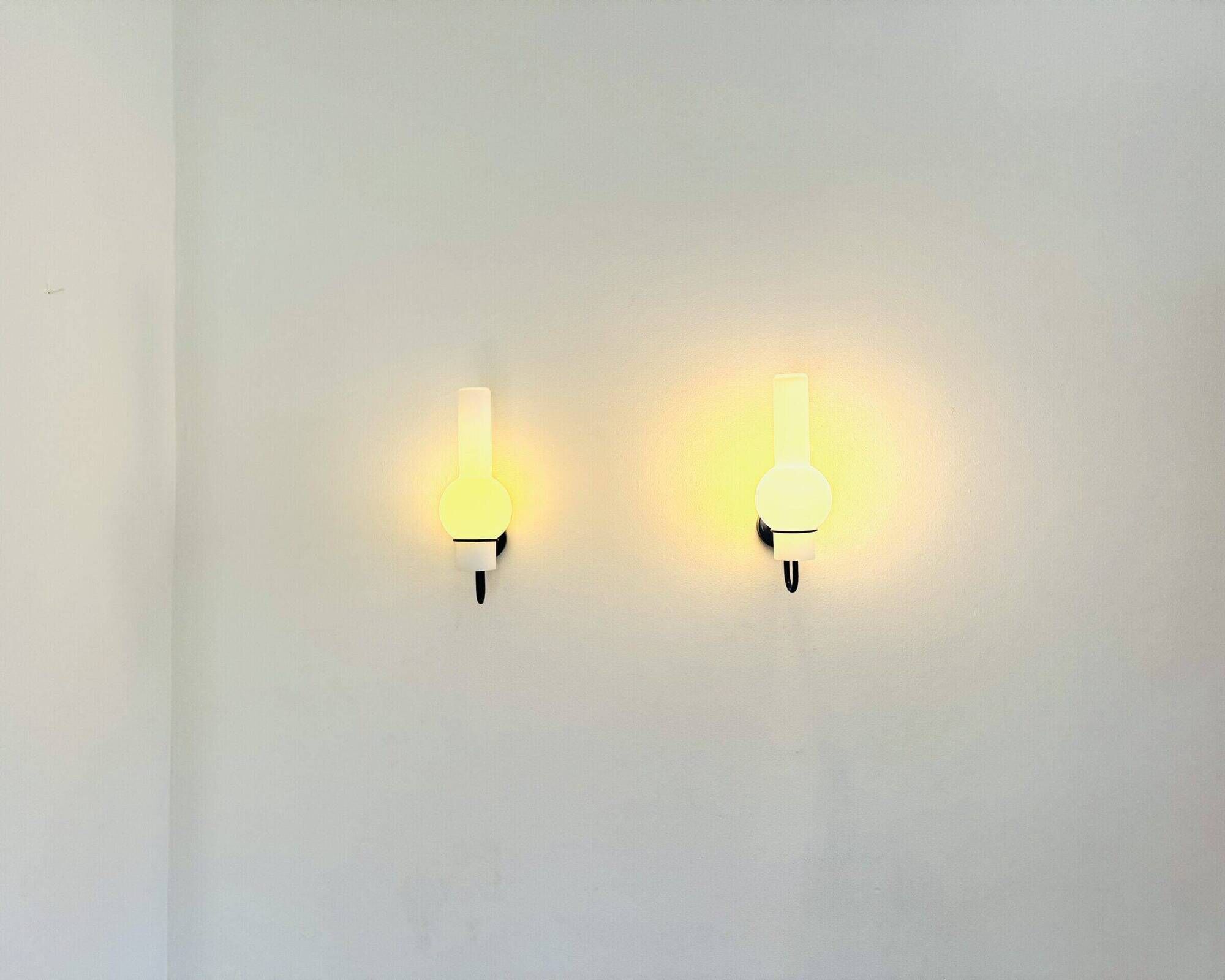 Model C1666 Quinquet Wall Lamps In Opal Glass By Raak Amsterdam, The Netherlands 1960S