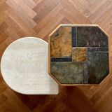 Petite table basse en travertin Ligne Roset vintage années 70