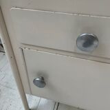 Industrial white metal bedside