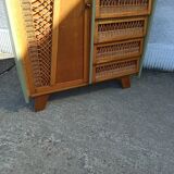 Small vintage rattan cabinet