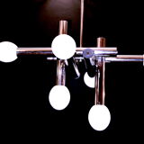 Chrome and Opaline chandelier, Sciolari 1970