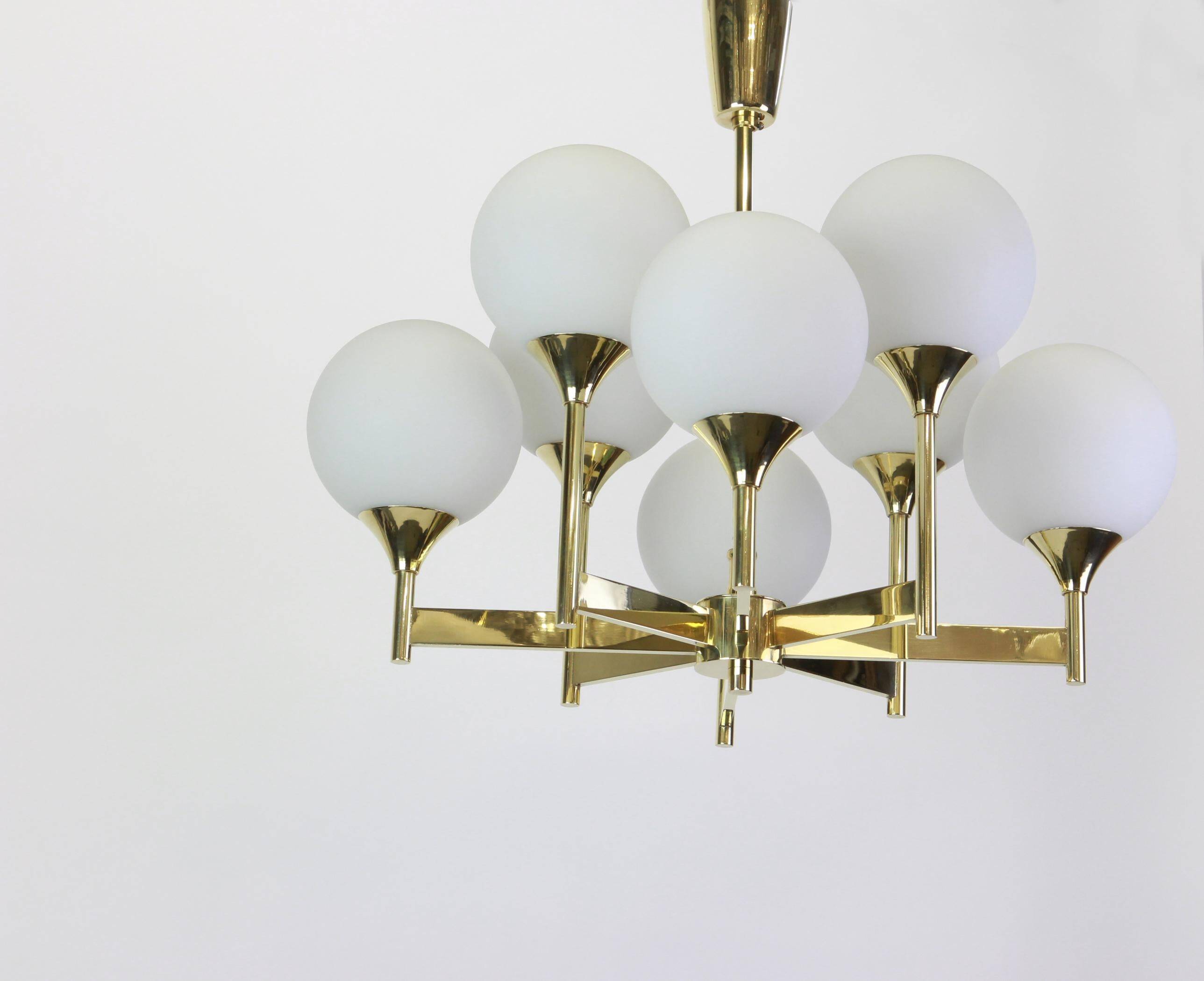 Sputnik chandelier by Kaiser, Germany, 1970s.