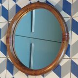 Vintage round wicker mirror