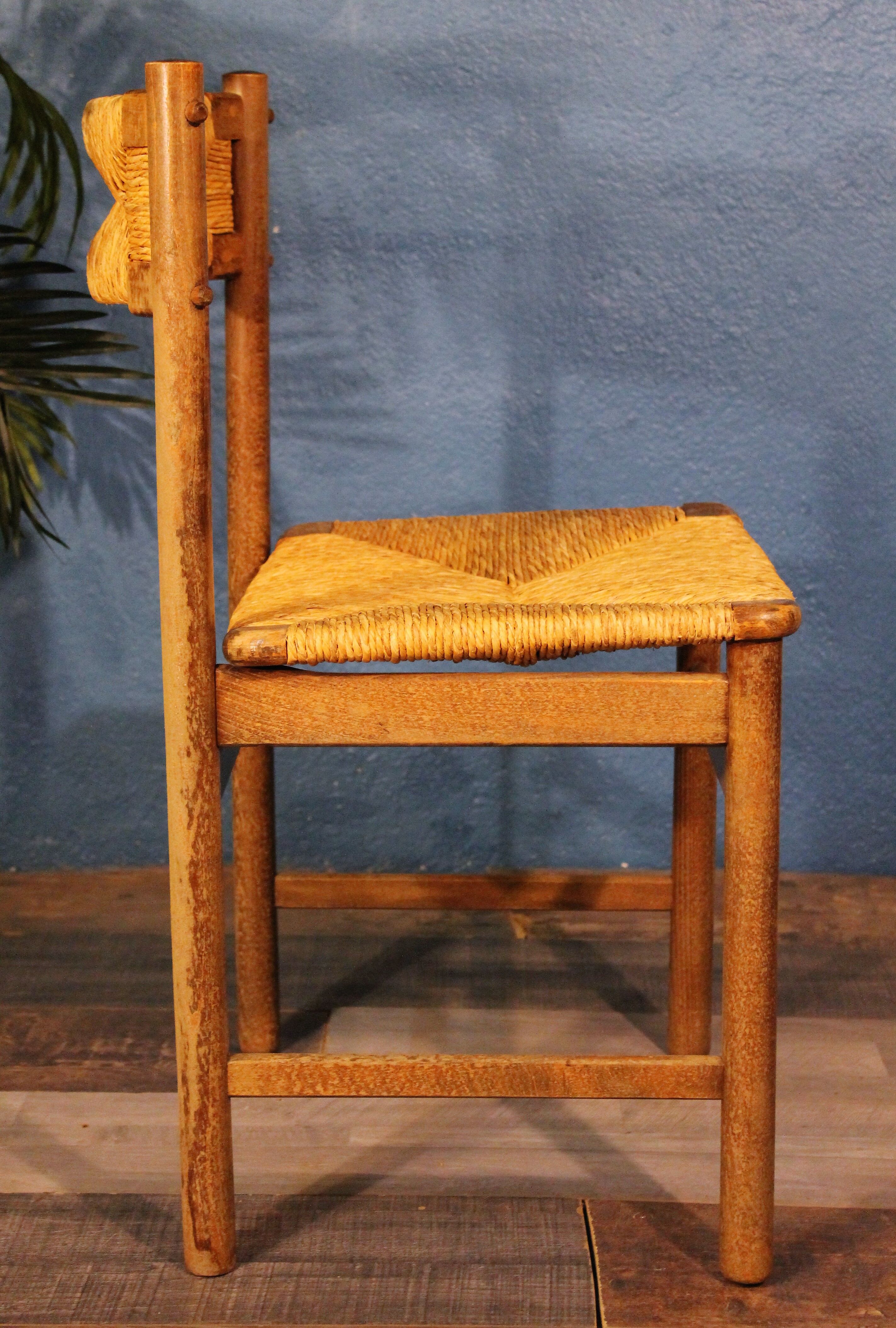 Wooden & straw chair 1960