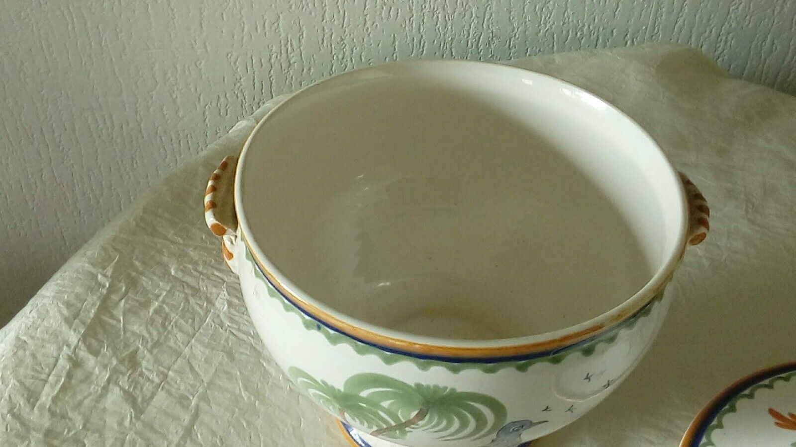 Earthenware tureen floral bird decoration nevers la rochelle?