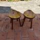 Pair of vintage 1960s solid pine ovoid Scandinavian stools