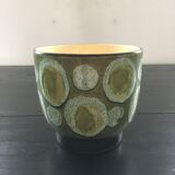 Olive green enamelled pot cache