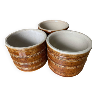 3 old stoneware pots Poteries du Berry 50s-60s