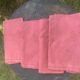 Set of 4 monogrammed BD napkins, rust, damask cotton and linen.