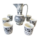 Ceramic tea set Moroccan black white antique