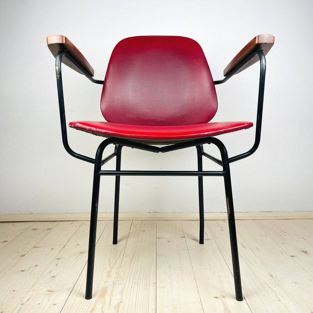 Mid-century red dining chair, Italy, 1960s