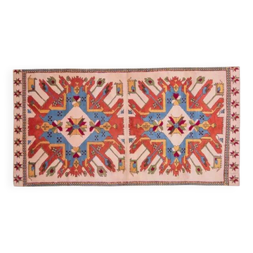 1970s Vintage Turkish Oushak Handmade Wool Cotton Orange Area Rug 175x329