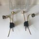 Pair of vintage brass double wall light design 60 years