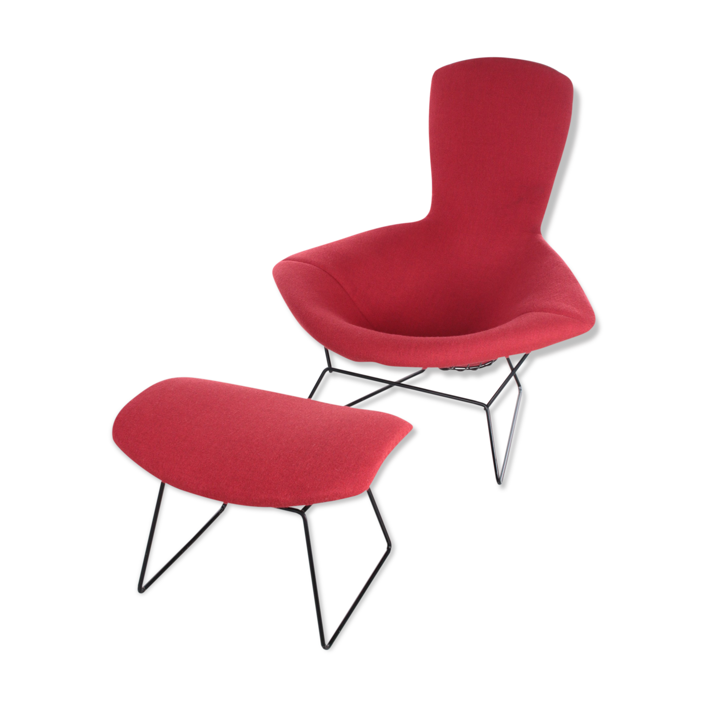 Design Harry bertoia for Knoll, Model Bird Armchair with Ottoman, 1980s