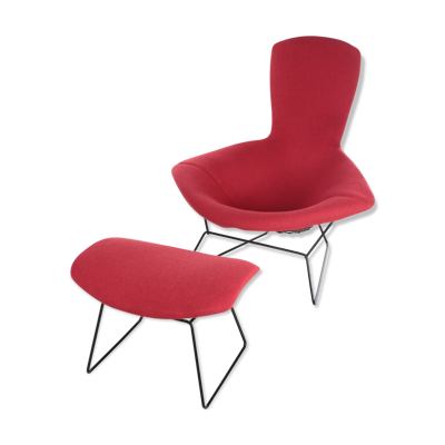 Fauteuil avec pouf modèle Bird  Harry bertoia pour Knoll, années 1980