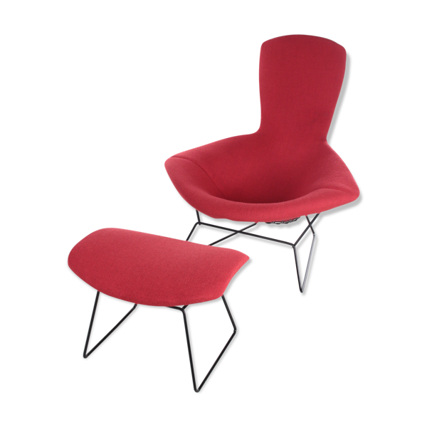 Fauteuil avec pouf modèle Bird Harry bertoia pour Knoll, années 1980