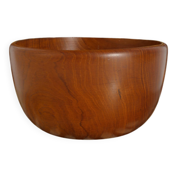 Mid-Century Modern Solid Teak Wood Bowl, Uppsala Slöjd, Sweden 1960s