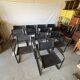 Set of 12 vintage black leather and tubular steel chairs – Italy, year