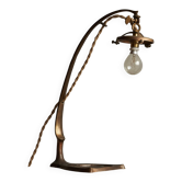 Lampe de table Art Nouveau en laiton coulé et verre gravé, années 1920