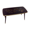 Coffee table, year 60, black with floral patterns