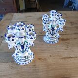 Pair of Tunisian ceramic candlesticks