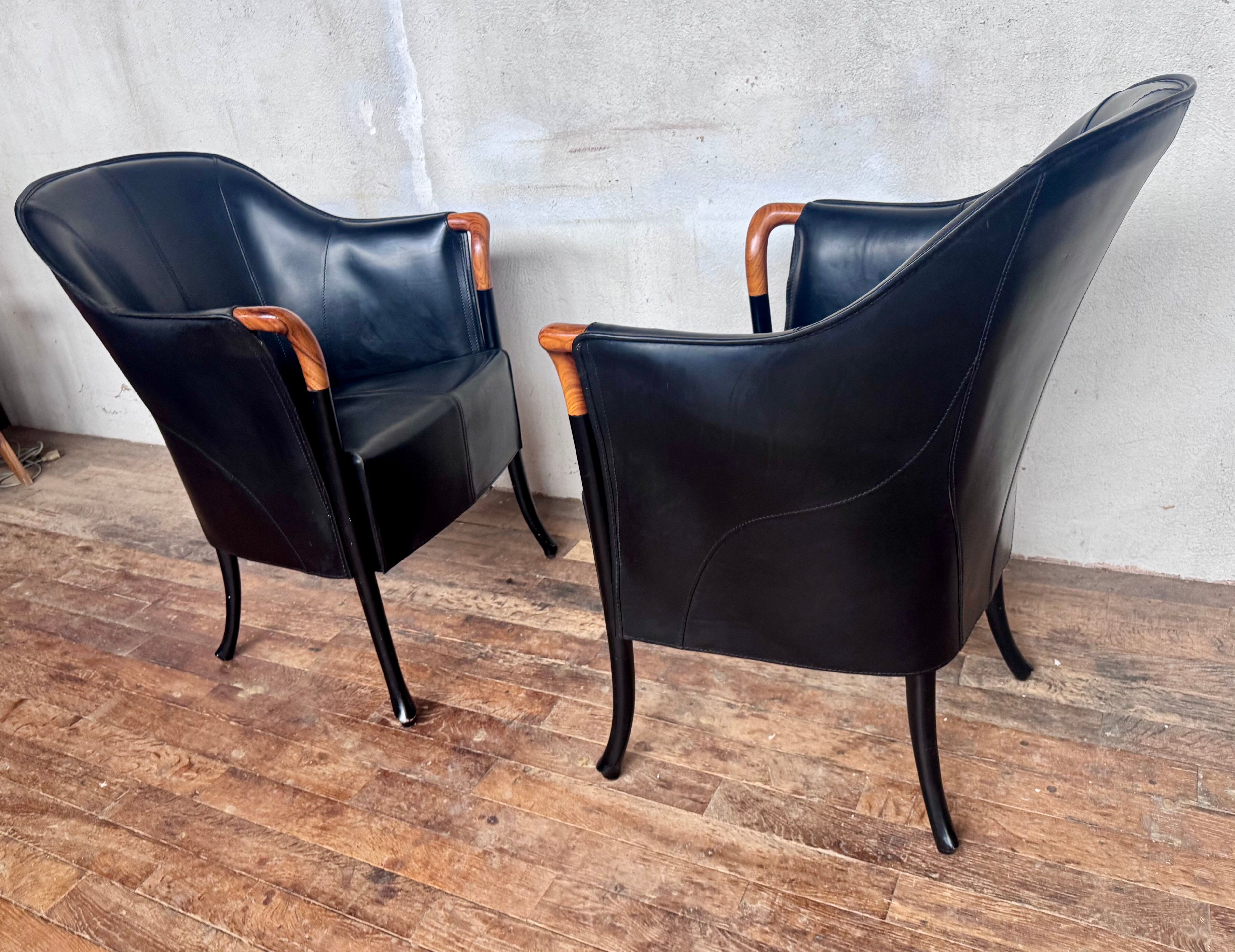 2 designer armchairs by Umberto Asnago for Giorgetti Italy