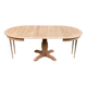 Large extendable round dining table stripped with a central wooden leg 110-198cm.