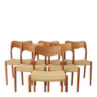 Set of 6 Møller Model 71 Chairs | Danish Modern Teak Dining Chairs | 1960s