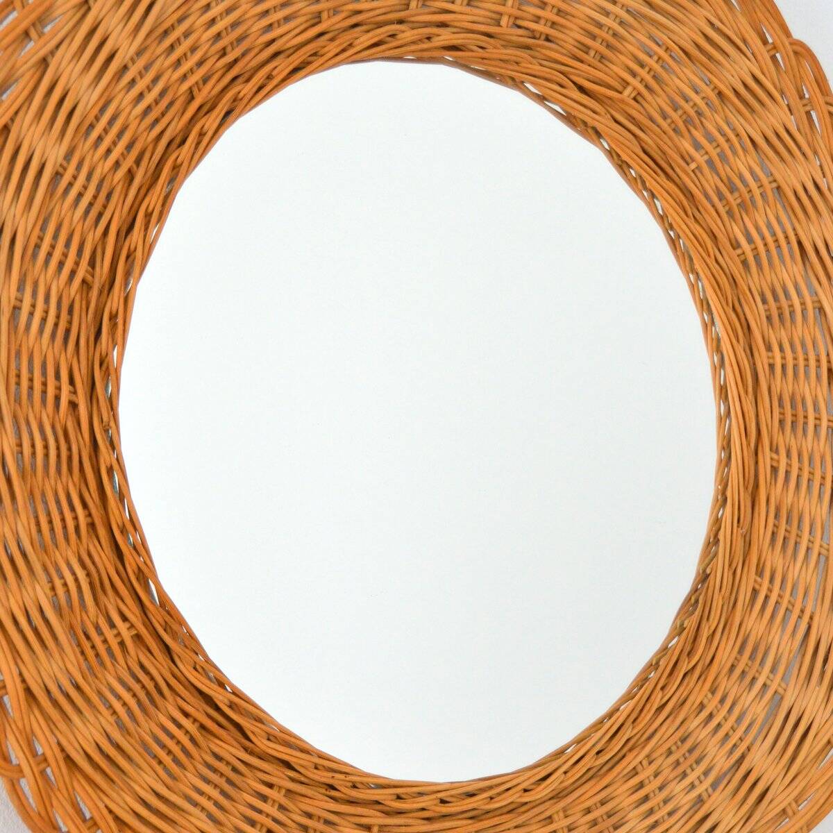 Vintage 1960s woven rattan mirror