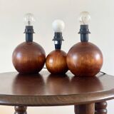 3 wooden ball lamp bases.