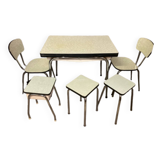 Ensemble table chaises et tabourets Formica