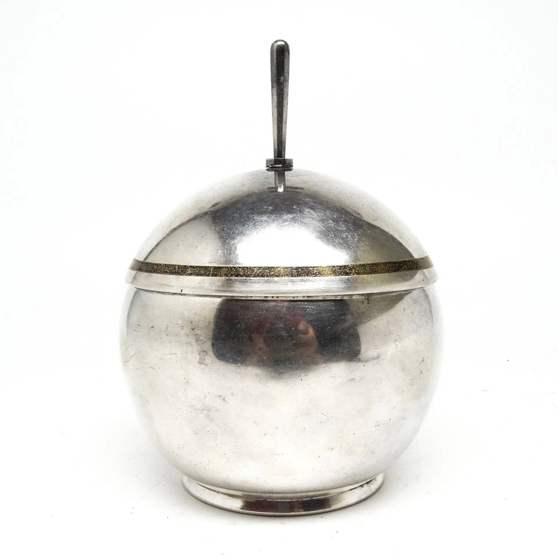Art Deco sugar bowl, silver-plated brass, WMF, Poland, 1930s