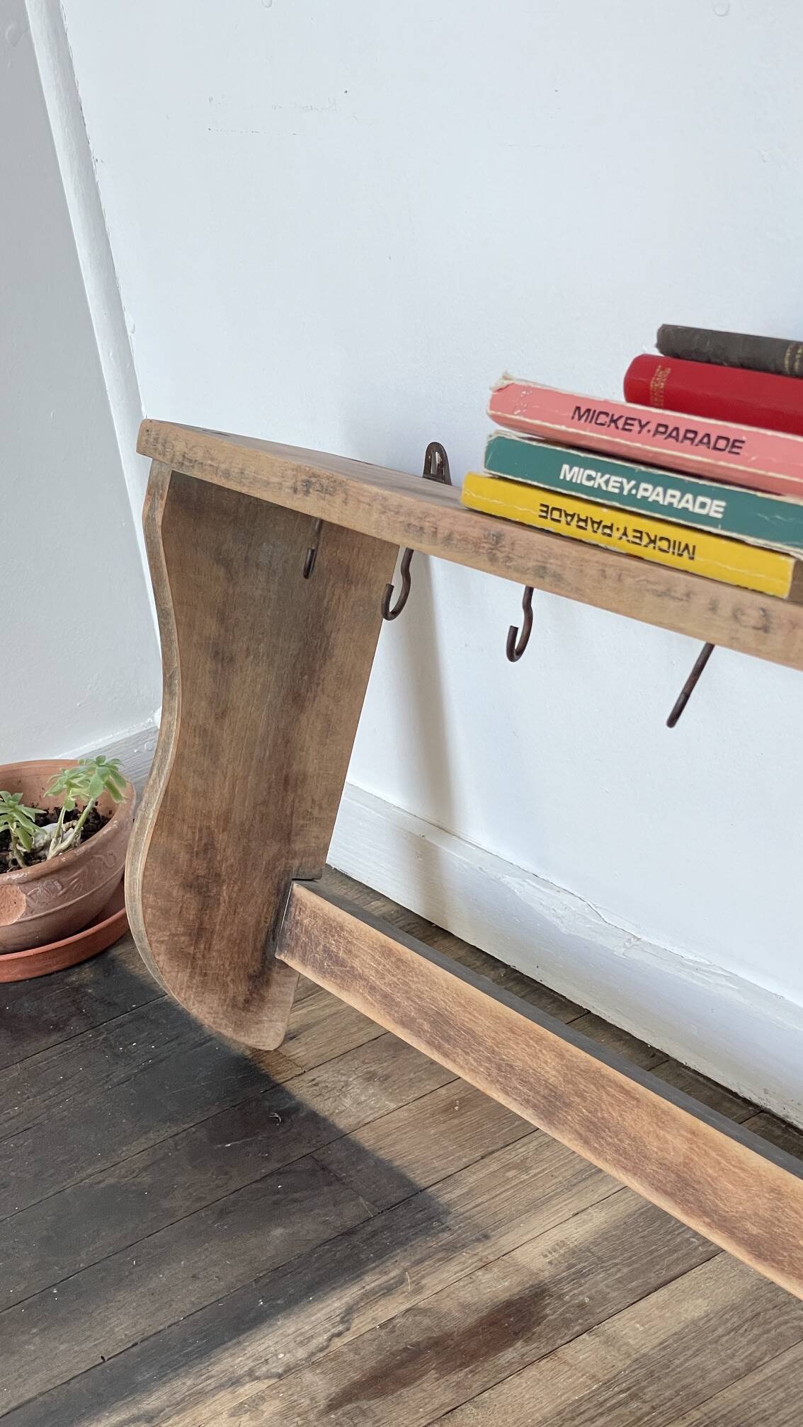 ETAGERE Vintage 5 Crochets BOIS Brut
