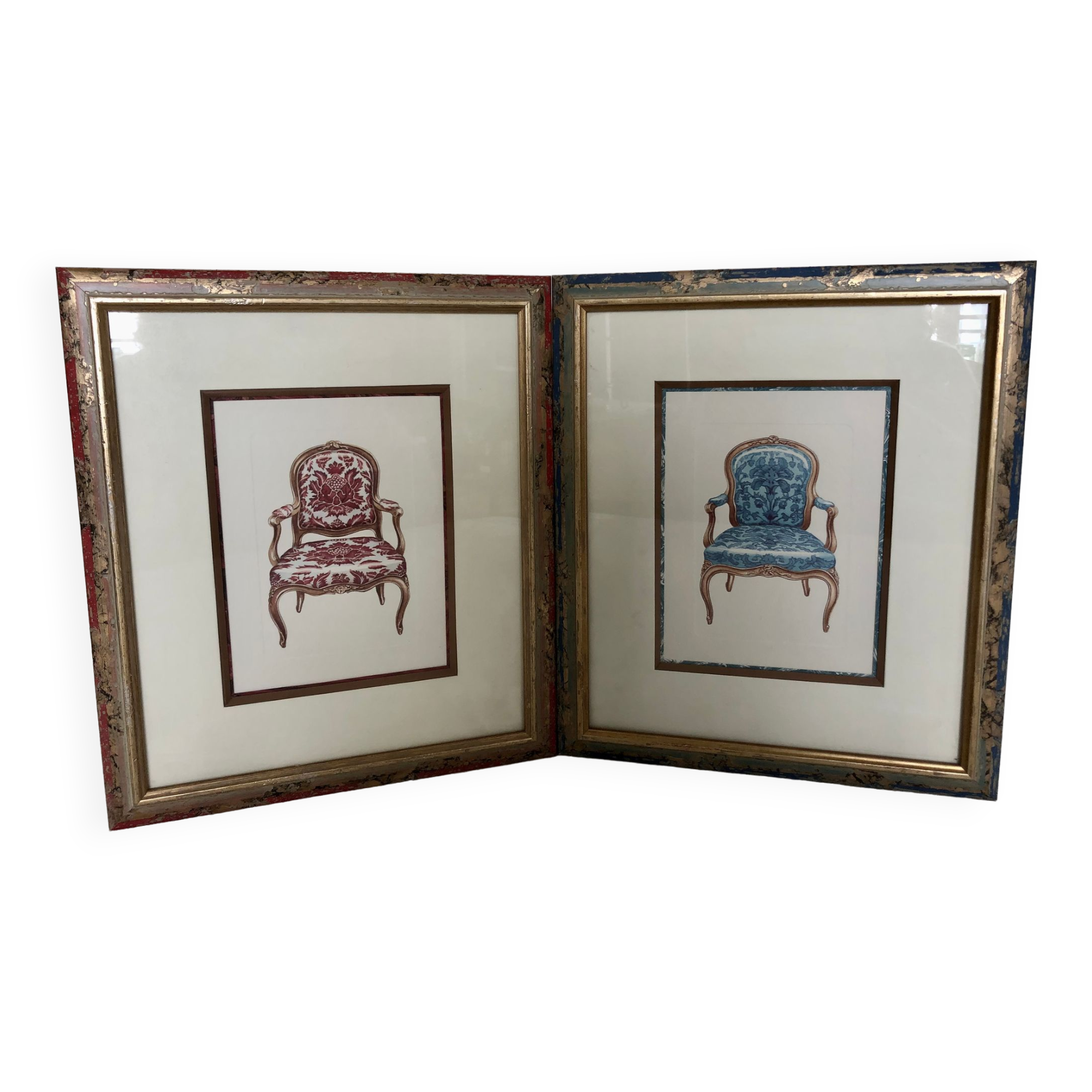 Pair of frames, tapestry