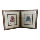 Pair of frames, tapestry