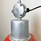 Large Red Painted Industrial Factory Lamp from Elektrosvit, 1960s