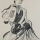 Tableau signé fusain portrait féminin « lady »