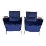 Elegant blue chrome armchairs by Jozsef Peresztegi