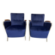 Fauteuils élégants en chrome bleu Jozsef Peresztegi