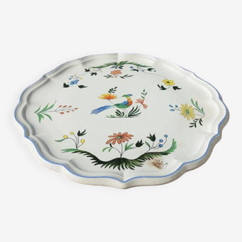 Old gien earthenware dish: bird & flowers decor
