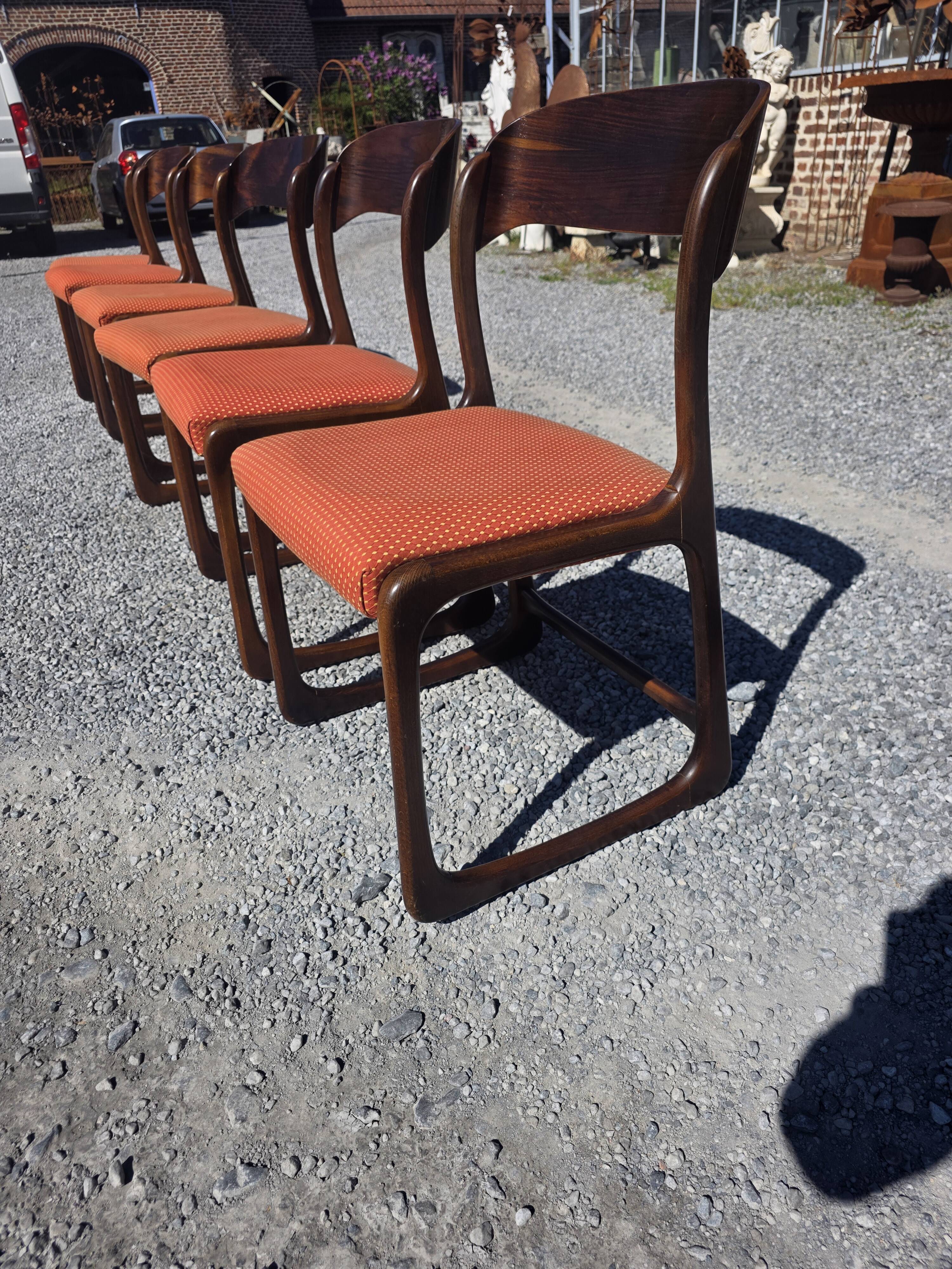 6 Baumann sled chairs in rosewood from the 1960s.