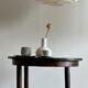 Suspension en rotin et lin naturel japonisante en forme de goutte