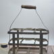 Porte 6 bouteilles en métal/zinc galvanisé et manche en bois