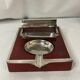 2211869 Vintage, necessary smoker ashtray silver metal red wood circa 1940