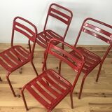 Set of 4 chairs bistro Tolix T2 industrial steel