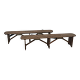 Pair of pine farm benches, 1950s