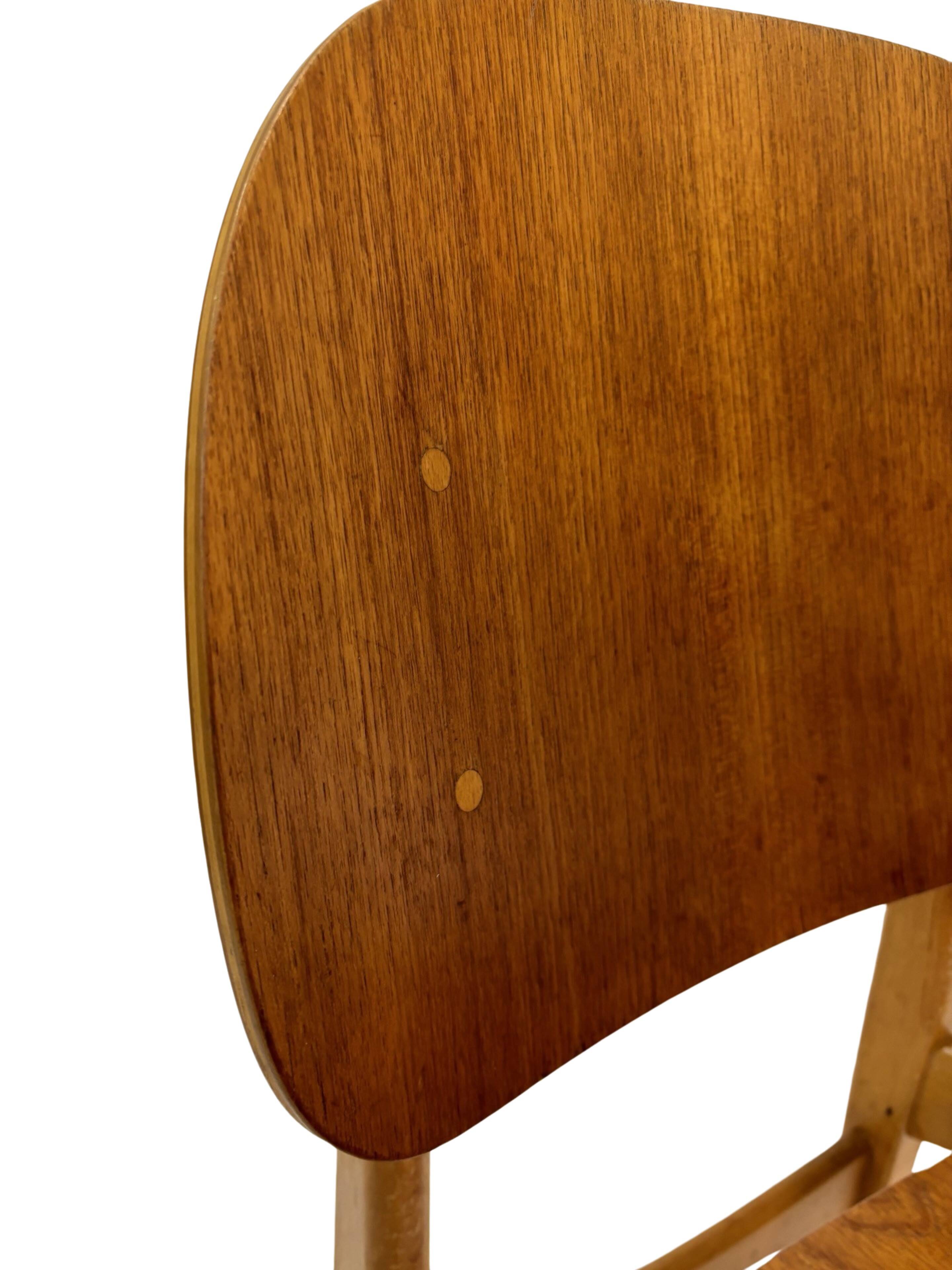 Vintage dining room chair Scandinavian 1960s plywood and teak design